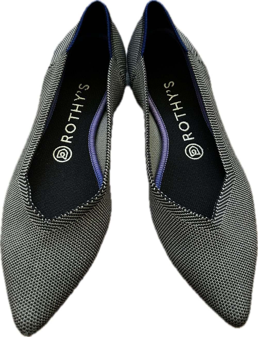 Rothy's The Point Cloud Grey Birdseye Pointed Toe Flat Minimalist Coastal Casual - Picture 1 of 14